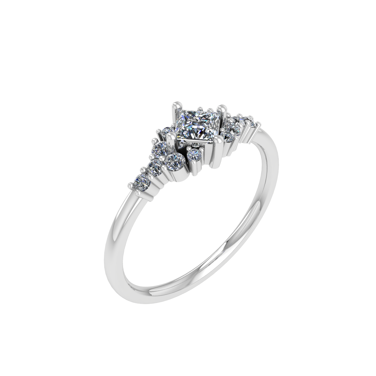 ACCENTED 3.50mm x 3.50mm PRINCESS ENGAGEMENT RING